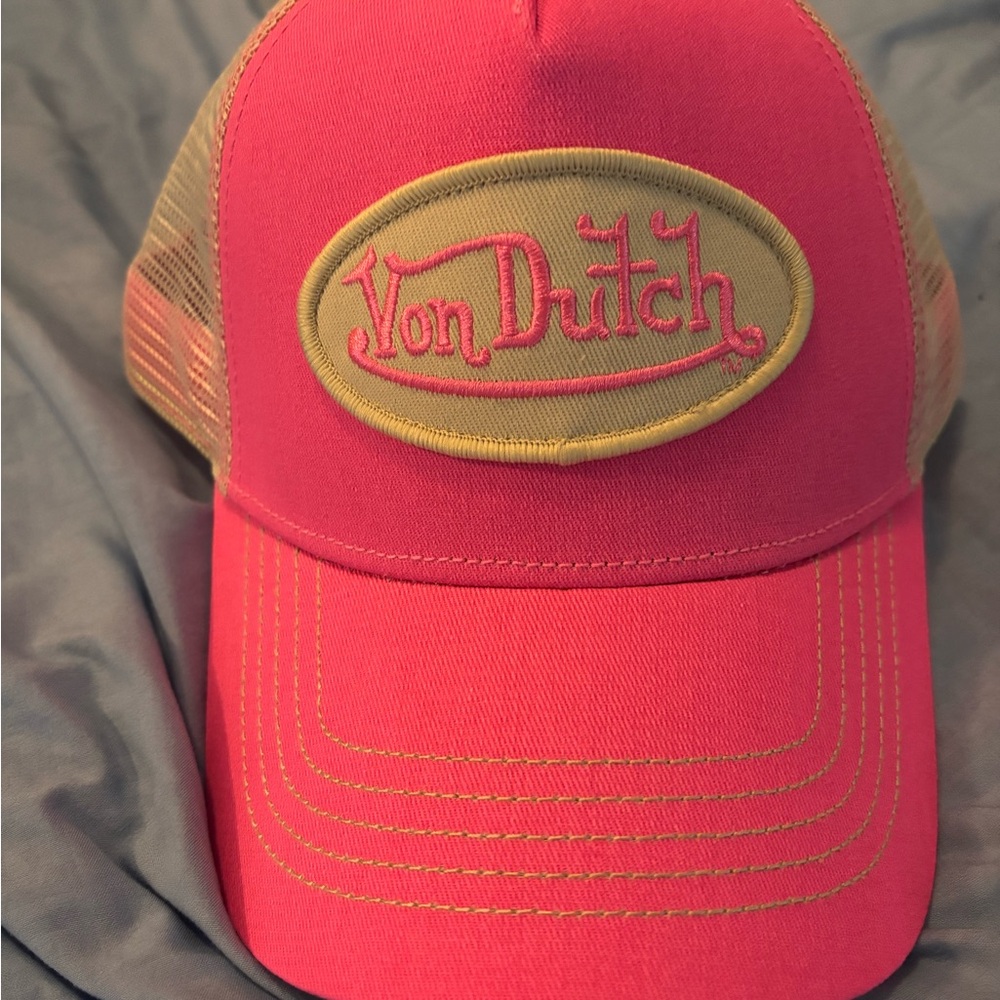 Von Dutch Pink and Tan Trucker Hat